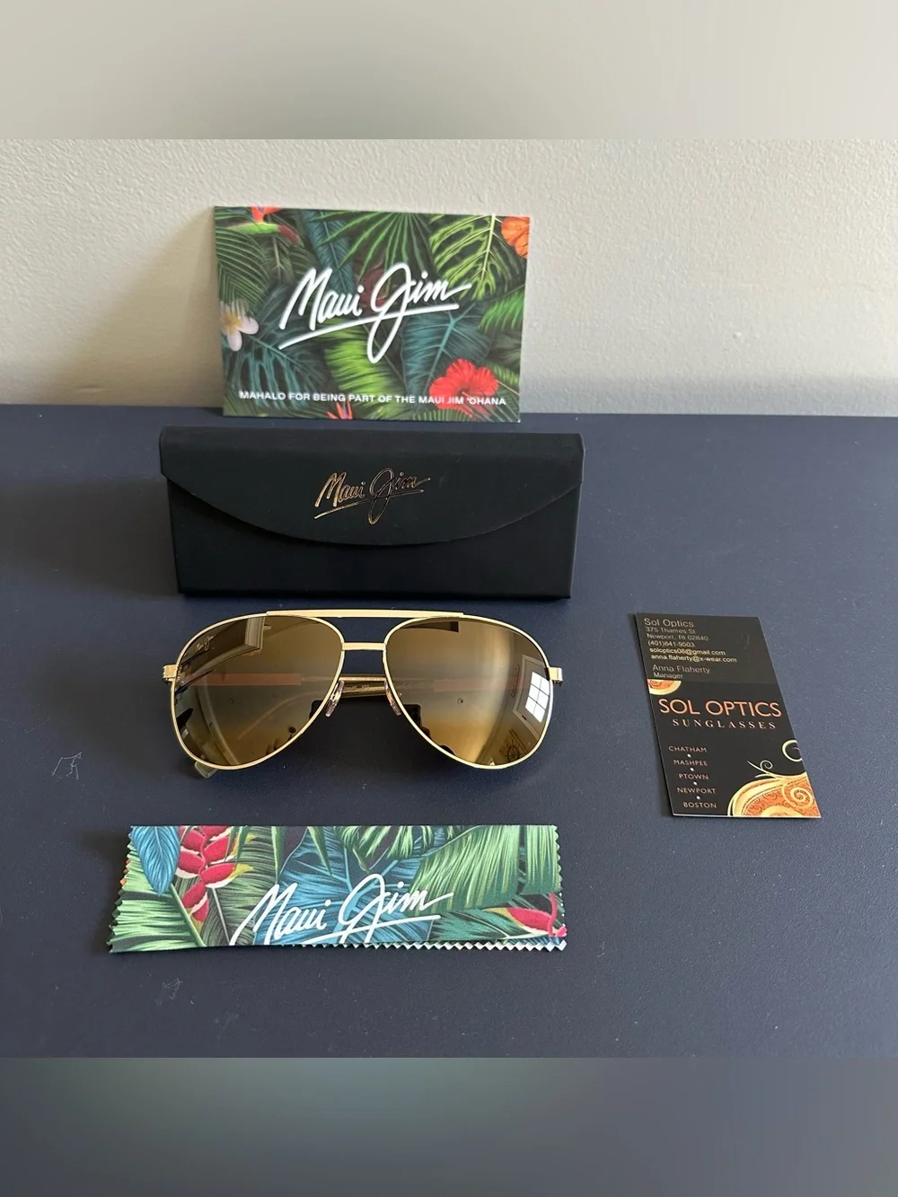 Maui Jim Seacliff H831-16 Gold Polarized Sunglasses HCL Bronze Aviator